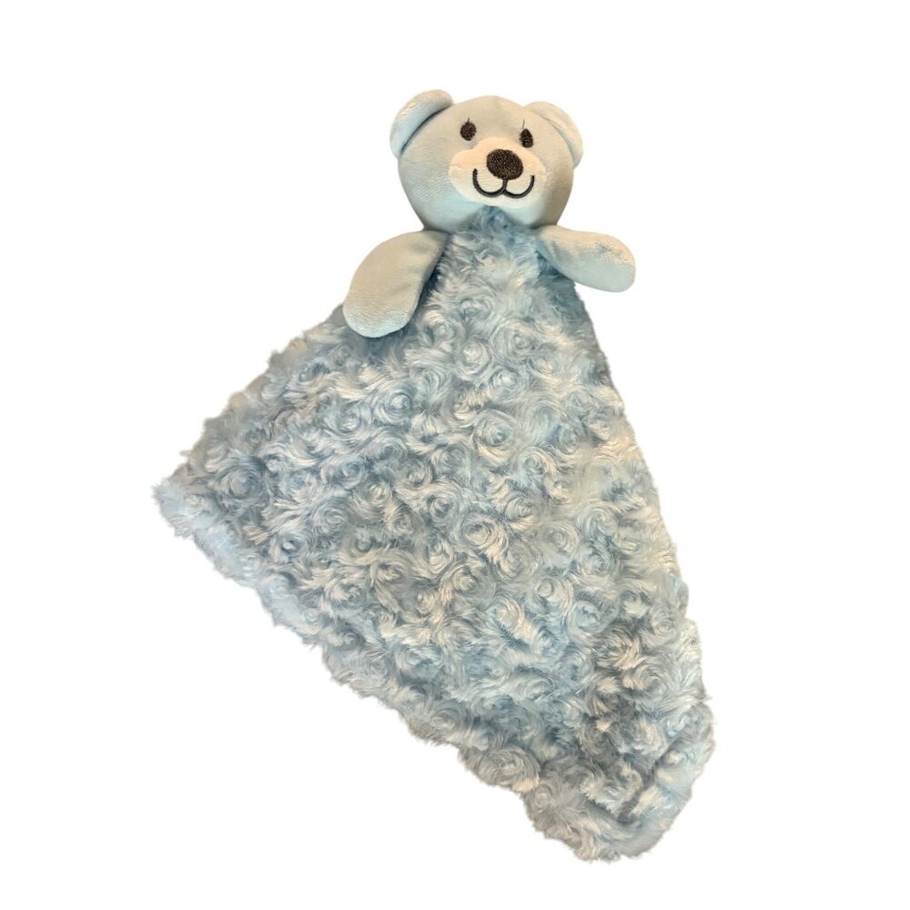 Blue Teddy Bear Plush Security Blanket Little Beginnings Soft Swirl Texture